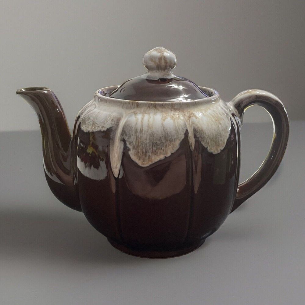 Vintage ✨Brown Tea Pot W/ Lid Drip Glaze Korea‎ Fall Autumn Decor Cottagecore